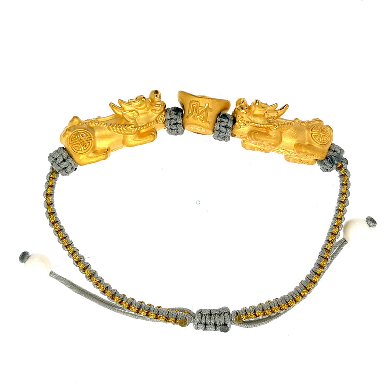 Small Grey 24k Yellow Gold Pixiu Bracelet