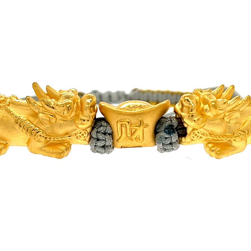 Medium Grey 24k Yellow Gold Pixiu Bracelet