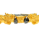 Small Grey 24k Yellow Gold Pixiu Bracelet