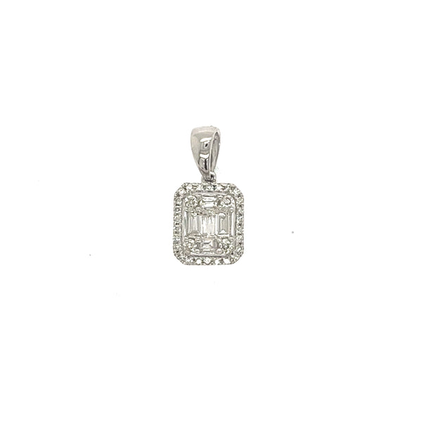 White Halo Diamond Cluster Pendant