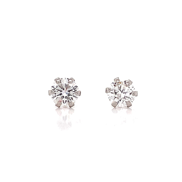 Six Prong Diamond Stud Earrings