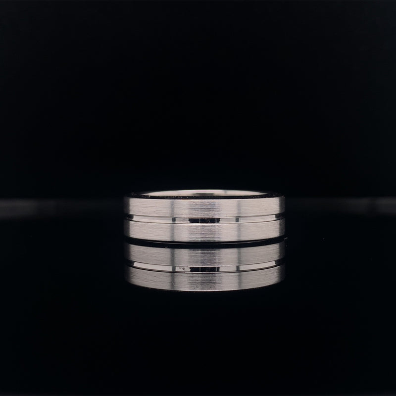 men's classic centre groove satin finish gold wedding ring