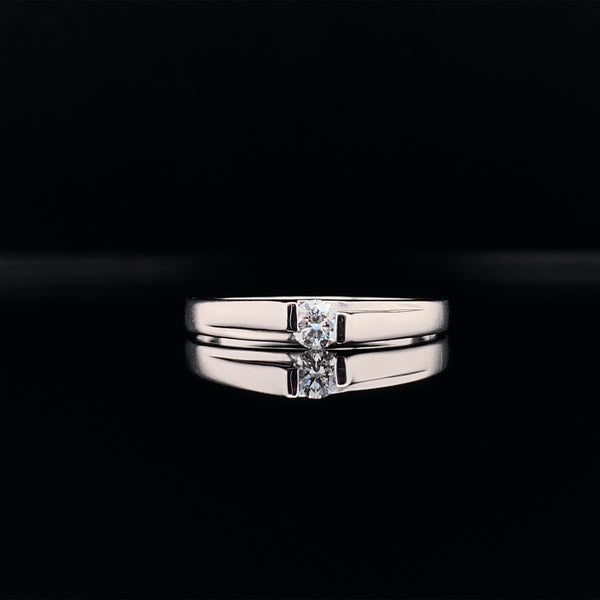 polished finish diamond wedding band with groove