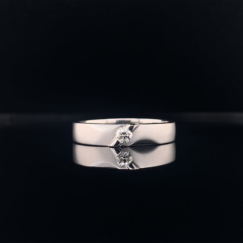 satin finish diamond wedding band with polished design