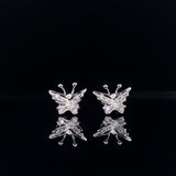 18k white gold diamond butterfly earring studs