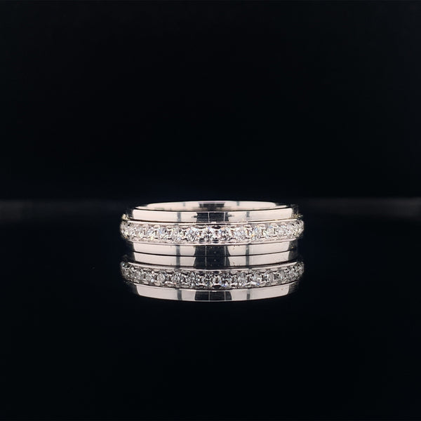 men's spinning diamonds eternity gold wedding ring