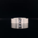 men's satin finish emerald cut diamond wedding ring