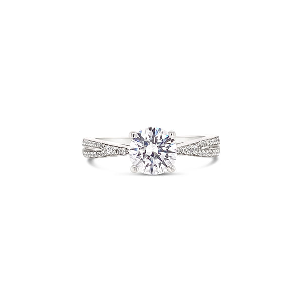 Tapered diamond band engagement ring