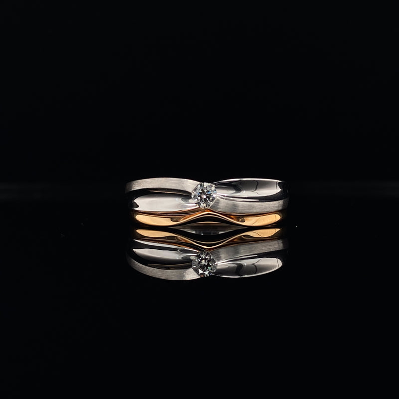 18k white and rose gold diamond ring set