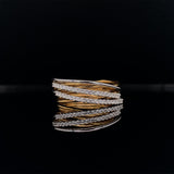 white and rose gold diamond dress ring