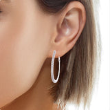 Oval Diamond Hoop Earrings