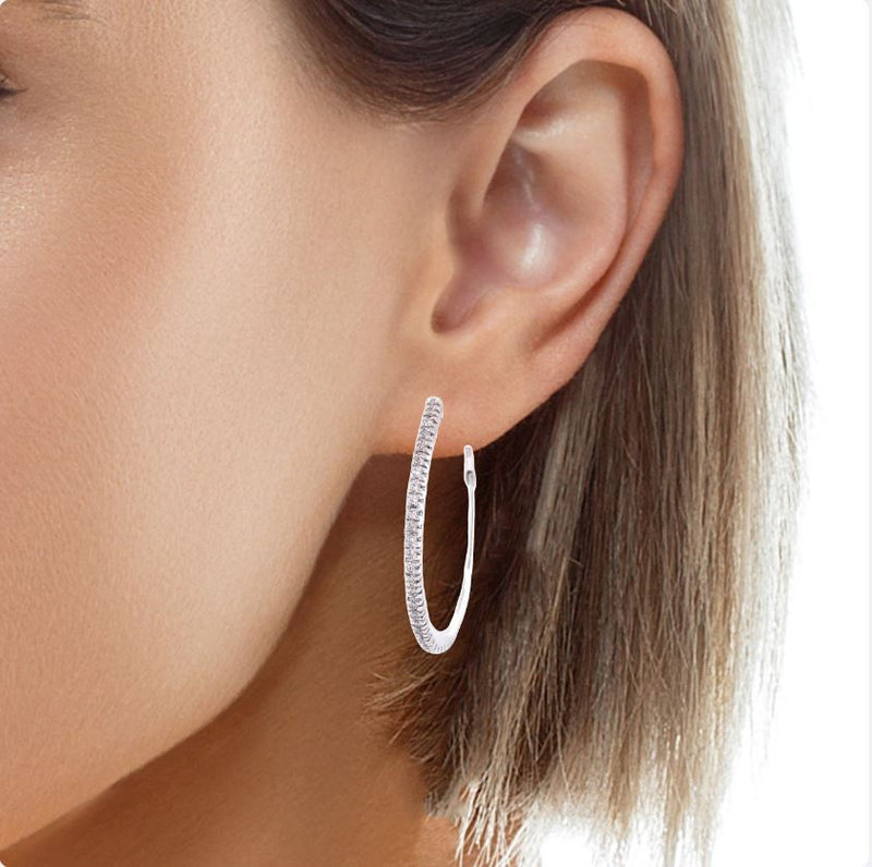 Oval Diamond Hoop Earrings