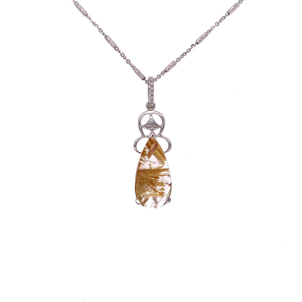 Quartz and diamond pendant