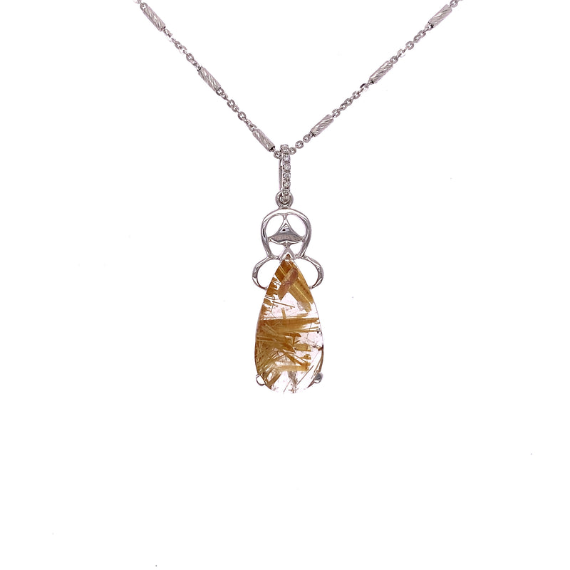 Quartz and diamond pendant