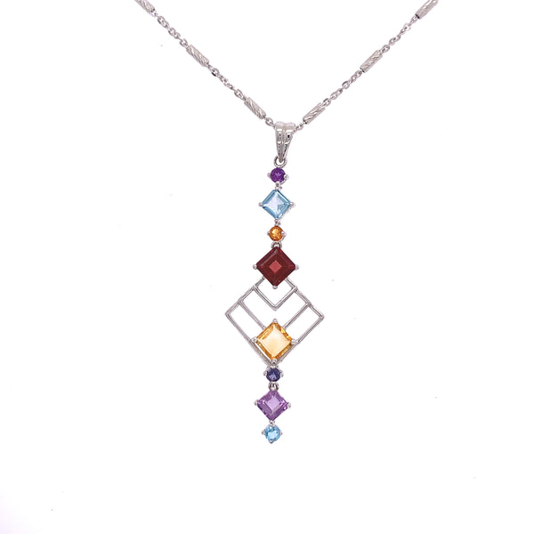 18k white gold gemstone pendant
