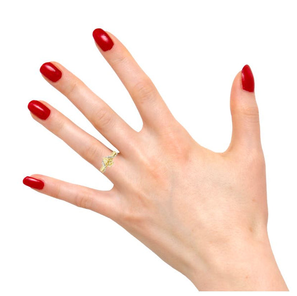 Pear Cut Diamond Engagement Ring With Matching Crown Wedding Band Set
