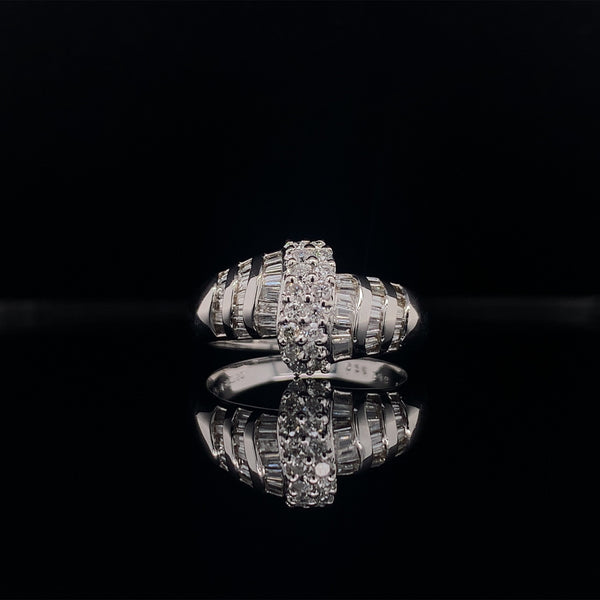 baguette and round brilliant diamonds dress ring