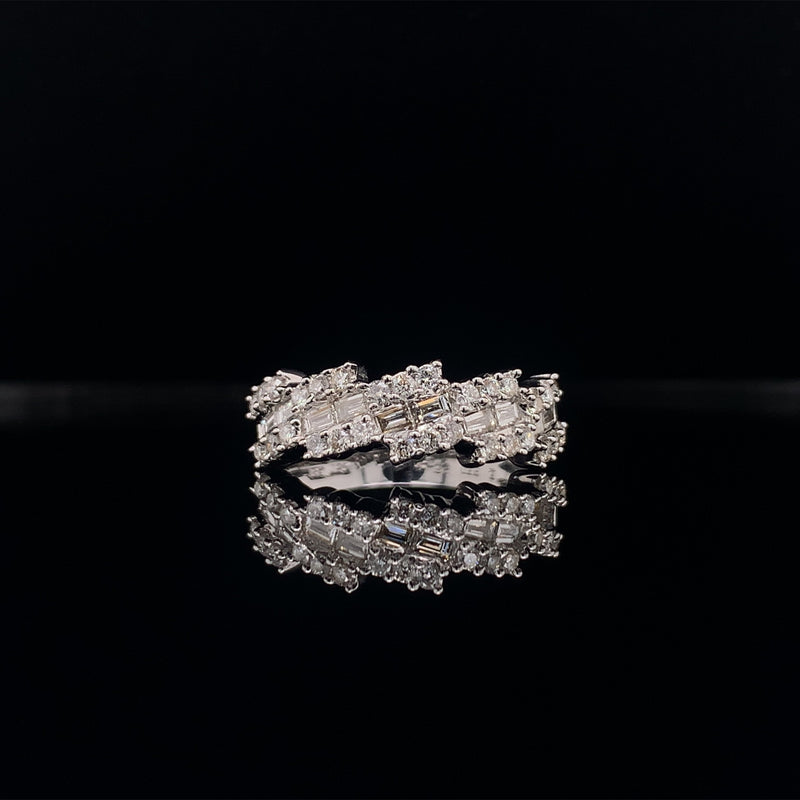 baguette curves diamond dress ring