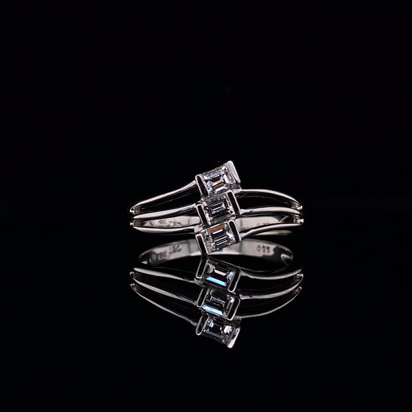 Trio emerald cut diamond ring