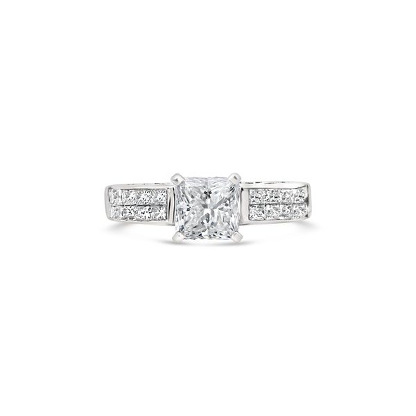 Princess cut double channel setting diamond ring