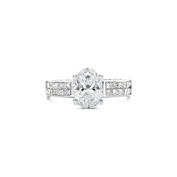 Oval cut white gold diamond engagement ring