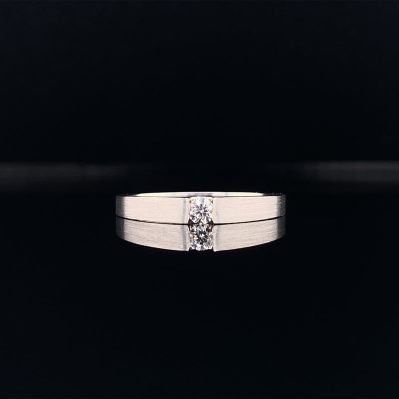 floating diamond satin finish wedding ring