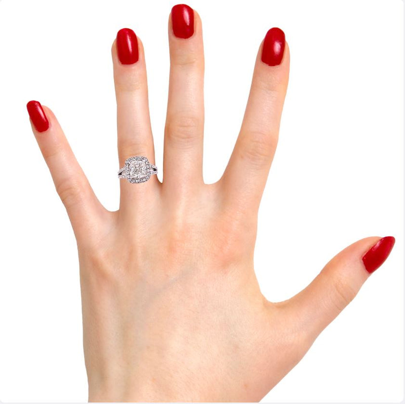 Rounded Halo Cushion Cut Diamond Ring