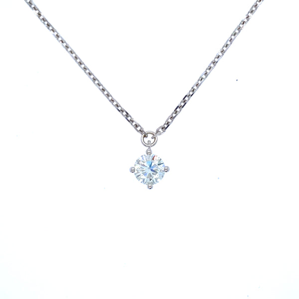 18k white gold four prong diamond pendant