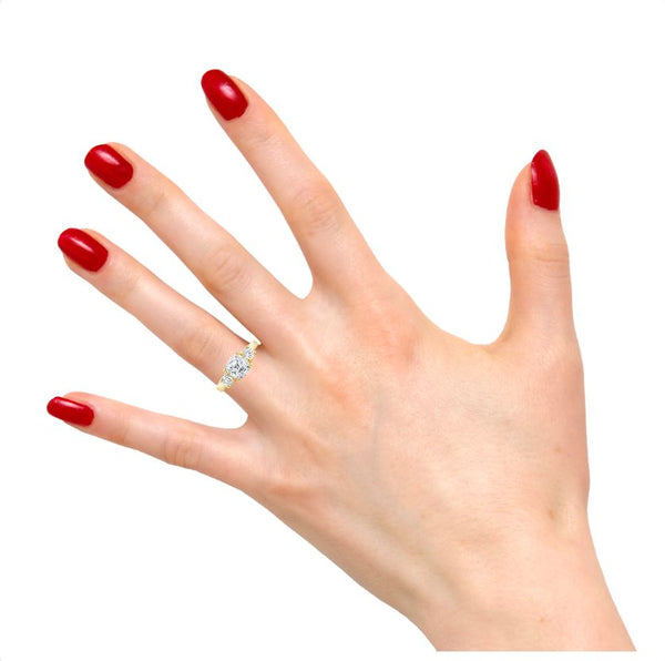 Three Stone Cushion Cut Diamond Engagement Ring