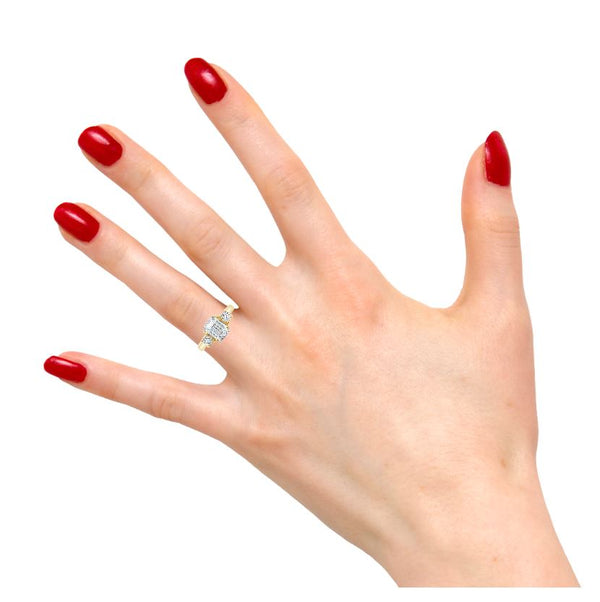 Three Stone Emerald Cut Engagement Ring