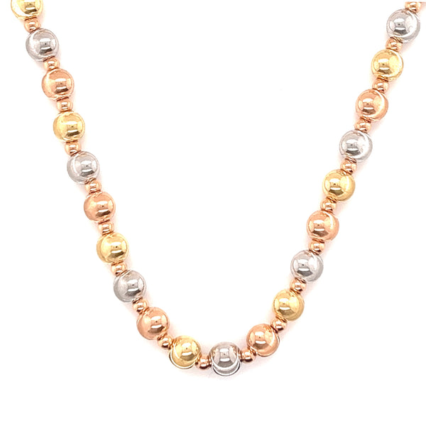Triple Tone Sphere Gold Necklace