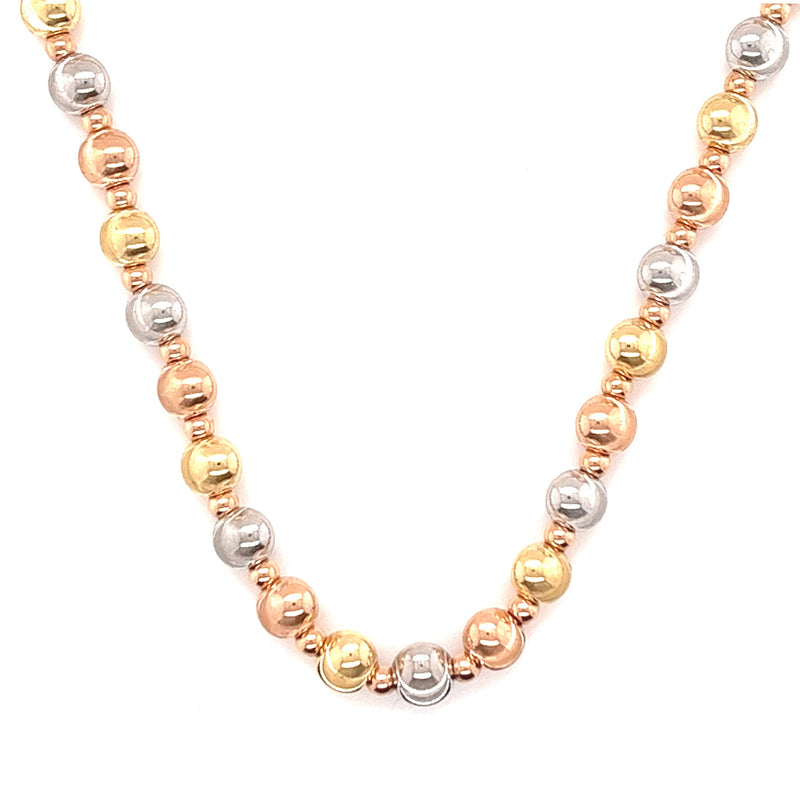 Triple Tone Sphere Gold Necklace
