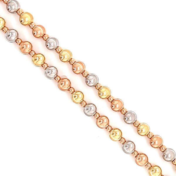 Triple Tone Sphere Gold Necklace