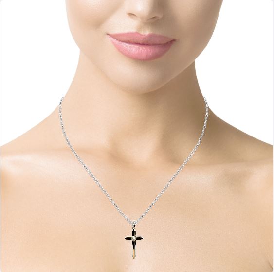 Two Tone Rose Cut Cross Pendant