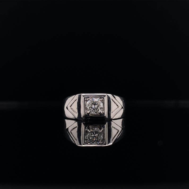 men's polished gold diamond ring