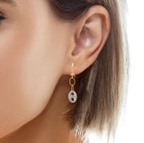 White And Yellow gold Twisted Nest Dangling Earrings