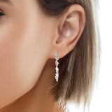 White Gold Dangling Floral Earrings