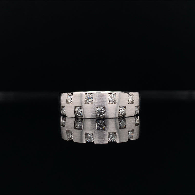 checkered diamonds modern wedding band