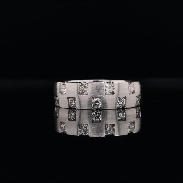 men's checkered diamonds modern wedding band