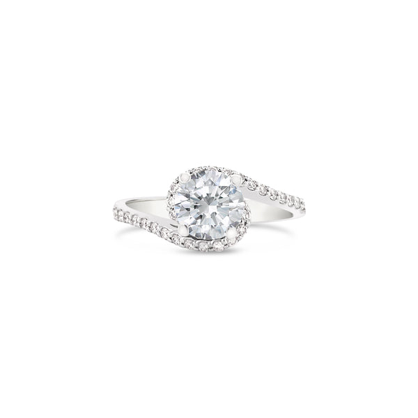 Pavé twisted shank diamond ring