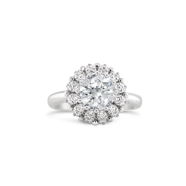 Double halo round brilliant diamond ring