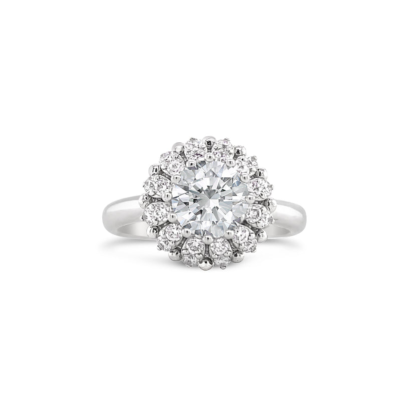 Double halo round brilliant diamond ring