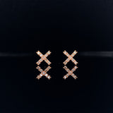 18k rose gold diamond cross earrings