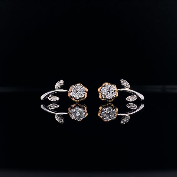 18k white gold floral earrings