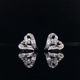 18k white gold diamond heart earrings