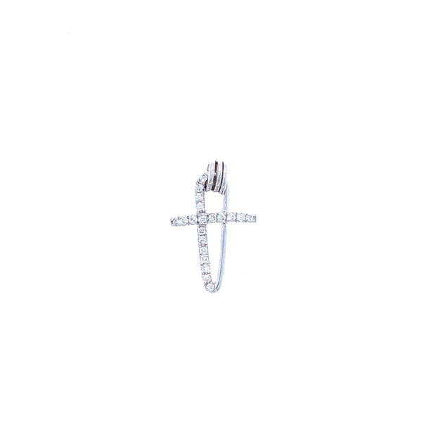 Twin lines diamond cross pendant