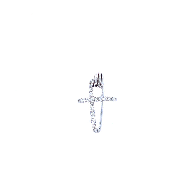 Twin lines diamond cross pendant