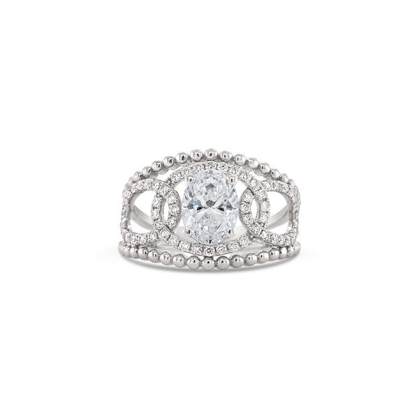 Oval cut antique style diamond ring