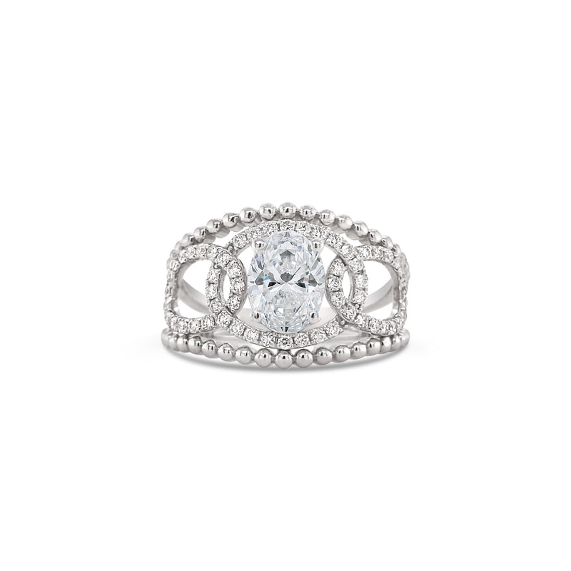 Oval cut antique style diamond ring