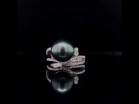 Double Shank Pearl Diamond Ring